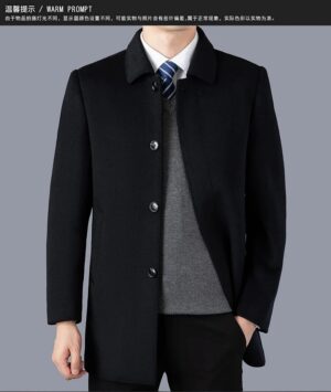 Classic Wool Blend Notched Lapel Pea Coat