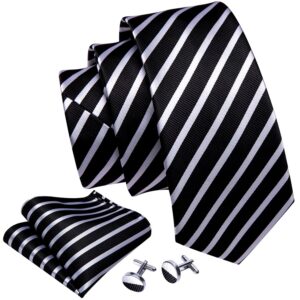 Two-Tone Textured Black & Silver Striped Tie