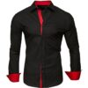 Men's Slim Fit Black & Red Contrast Casual Shirt