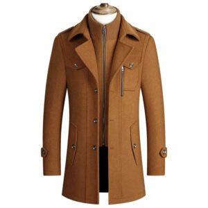 Solid Woolen Business Casual Overcoat