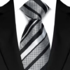 Bold Black and White Striped Tie Set