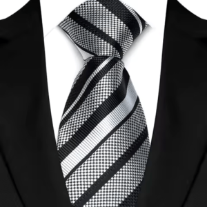 Bold Black and White Striped Tie Set