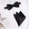 Classic Black Satin Bow Tie & Pocket Square Set
