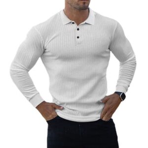 Ribbed Knit Classic Polo Button-Up
